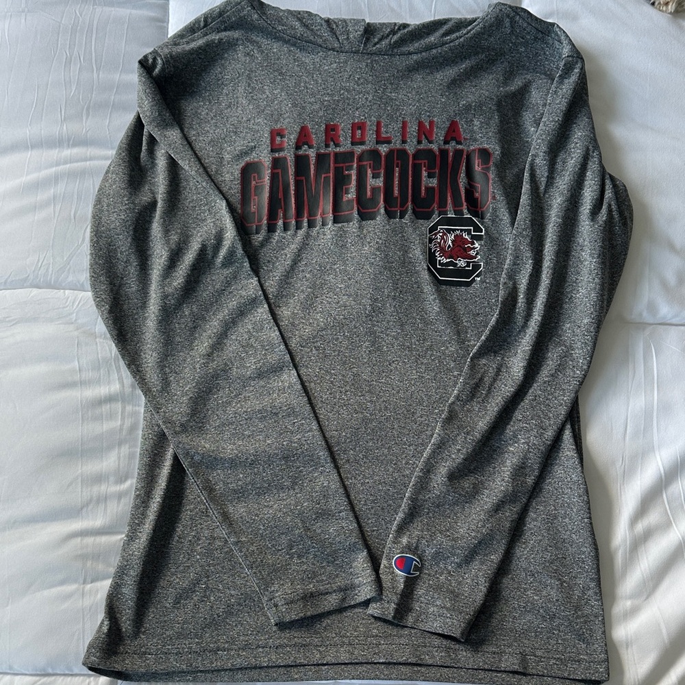 Champion Heather Gray Carolina Gamecocks Long sleeve Hooded Tee